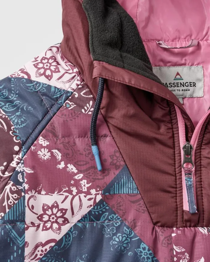 Passenger Jackets Ocean Recycled Insulated 12 Zip Jacket Boho Broken Patchwork Wine Boho Broken Patchwork Wine 8211 Women