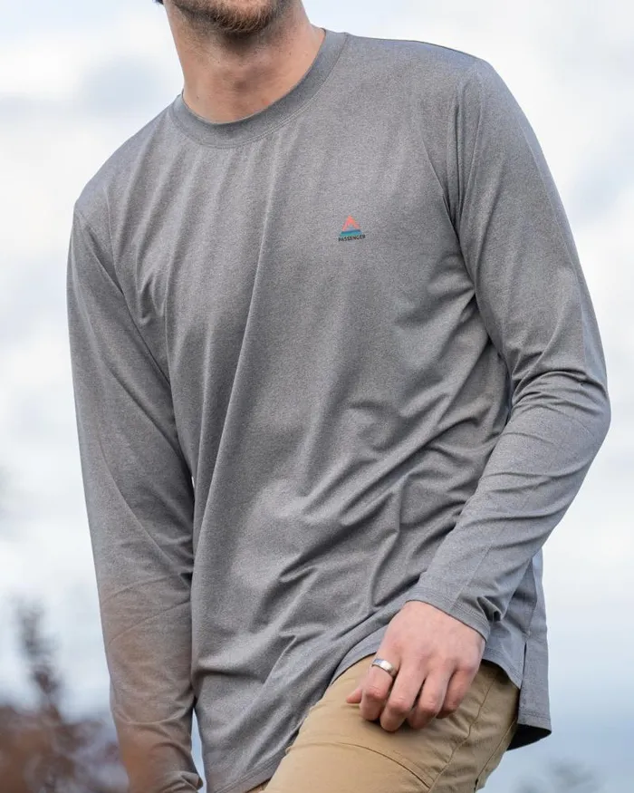 Passenger Tops Classic Active Recycled Marl LS TShirt Grey Marl Grey Marl 8211 Men