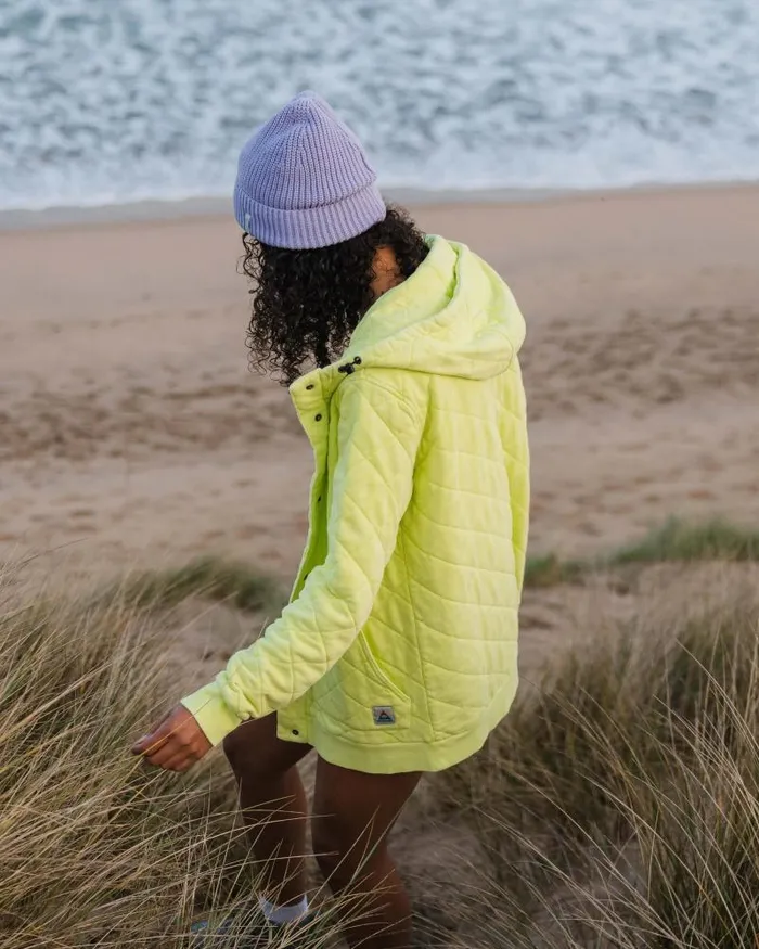 Passenger Tops Clementine Recycled Quilted Popper Up Hoodie Lime Juice Lime Juice 8211 Women