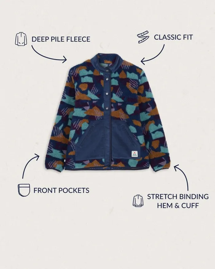 Passenger Tops Clover Recycled DeepPile Sherpa Fleece Deep Blue Camo Pattern Deep Blue Camo Pattern 8211 Women