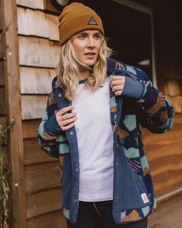 Passenger Tops Clover Recycled DeepPile Sherpa Fleece Deep Blue Camo Pattern Deep Blue Camo Pattern 8211 Women