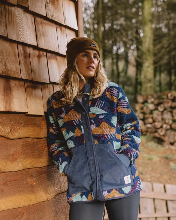 Passenger Tops Clover Recycled DeepPile Sherpa Fleece Deep Blue Camo Pattern Deep Blue Camo Pattern 8211 Women