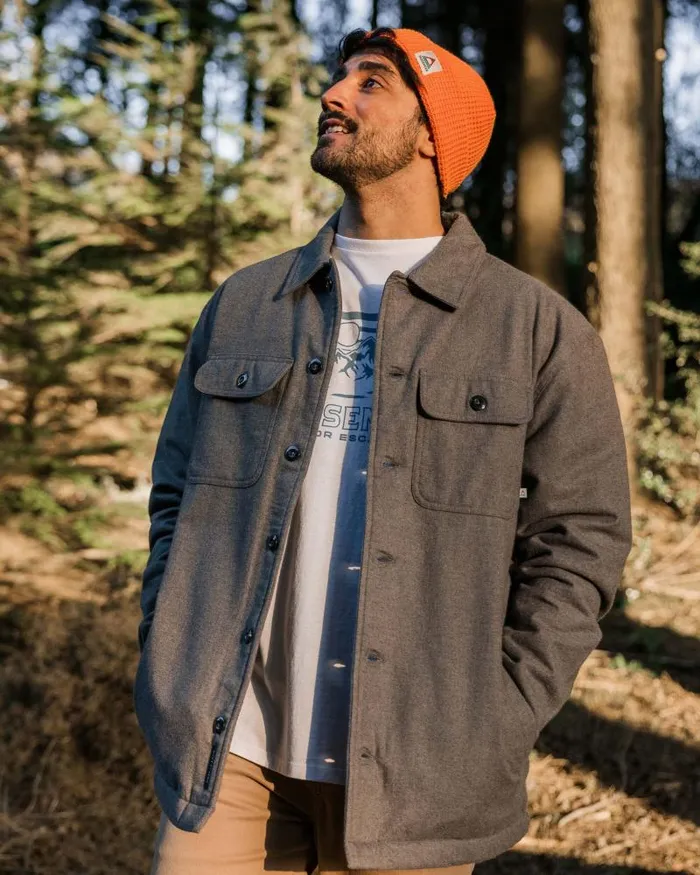 Passenger Tops Freestyle SherpaLined Overshirt Grey Marl Grey Marl 8211 Men