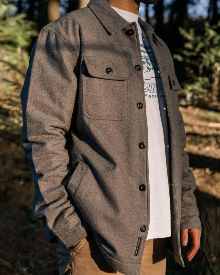 Passenger Tops Freestyle SherpaLined Overshirt Grey Marl Grey Marl 8211 Men