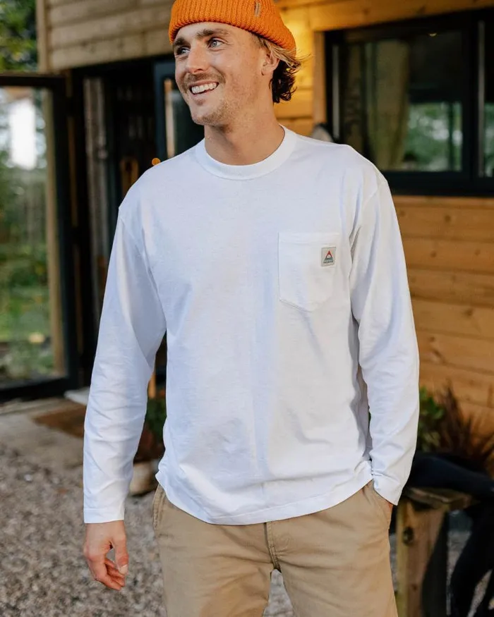 Passenger Tops Heritage Recycled Cotton LS TShirt White White 8211 Men