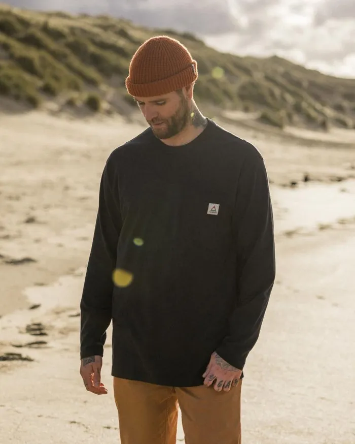 Passenger Tops Heritage Recycled Relaxed Fit LS TShirt Black Black 8211 Men