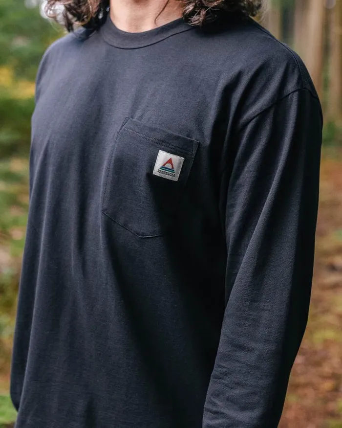 Passenger Tops Heritage Recycled Relaxed Fit LS TShirt Black Black 8211 Men