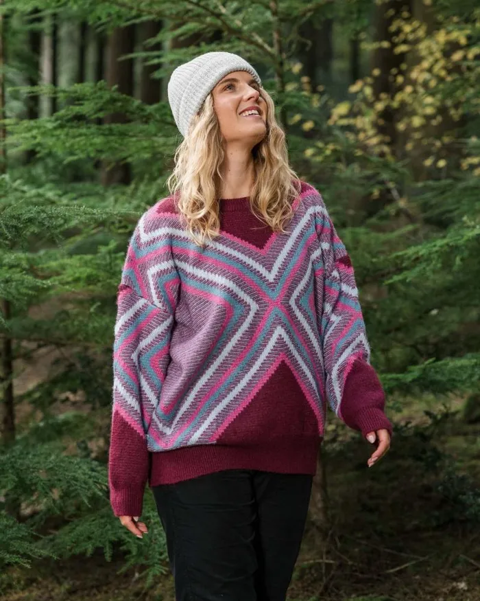 Passenger Tops Homestead Oversized Recycled Knitted Jumper Wine Wine 8211 Women
