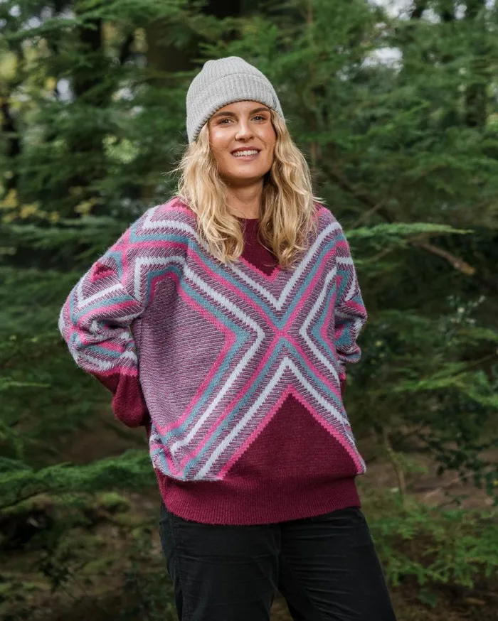 Passenger Tops Homestead Oversized Recycled Knitted Jumper Wine Wine 8211 Women