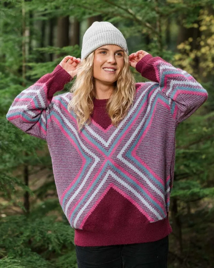 Passenger Tops Homestead Oversized Recycled Knitted Jumper Wine Wine 8211 Women