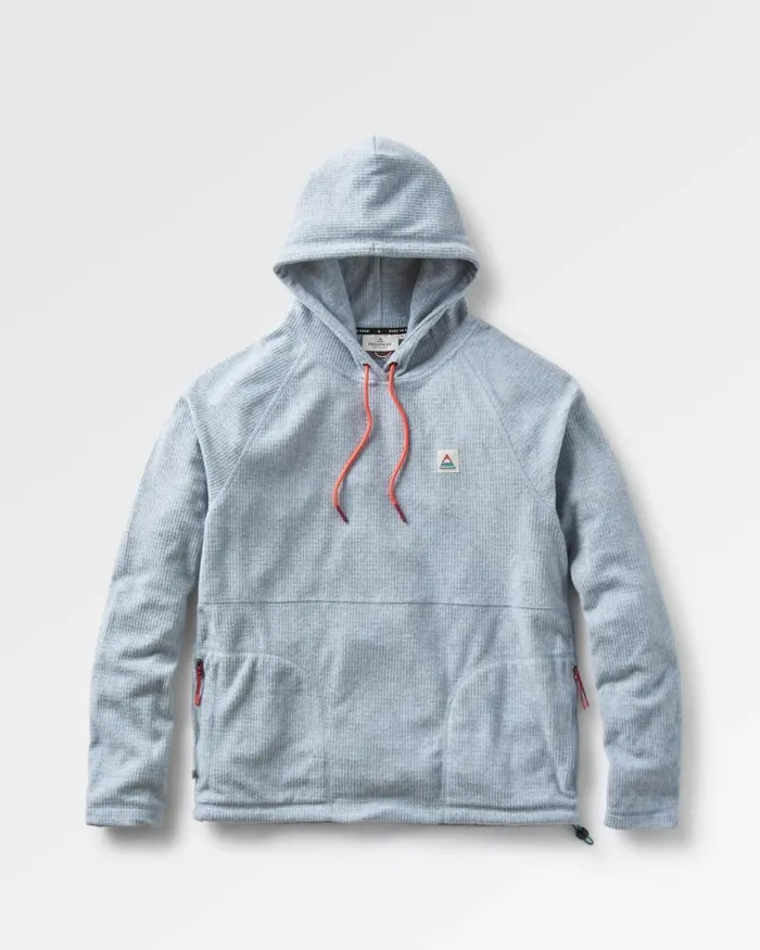 Passenger Tops Point Recycled Grid Polar Fleece Hoodie Grey Marl Grey Marl 8211 Men
