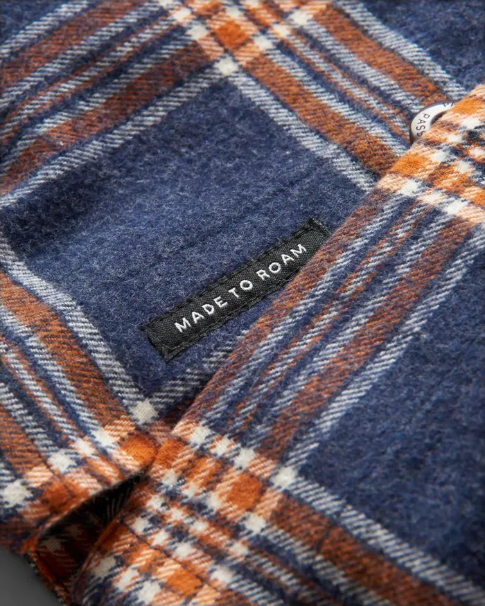 Passenger Tops Rustic Organic Cotton Heavyweight Overshirt Rich Navy Check Rich Navy Check 8211 Men