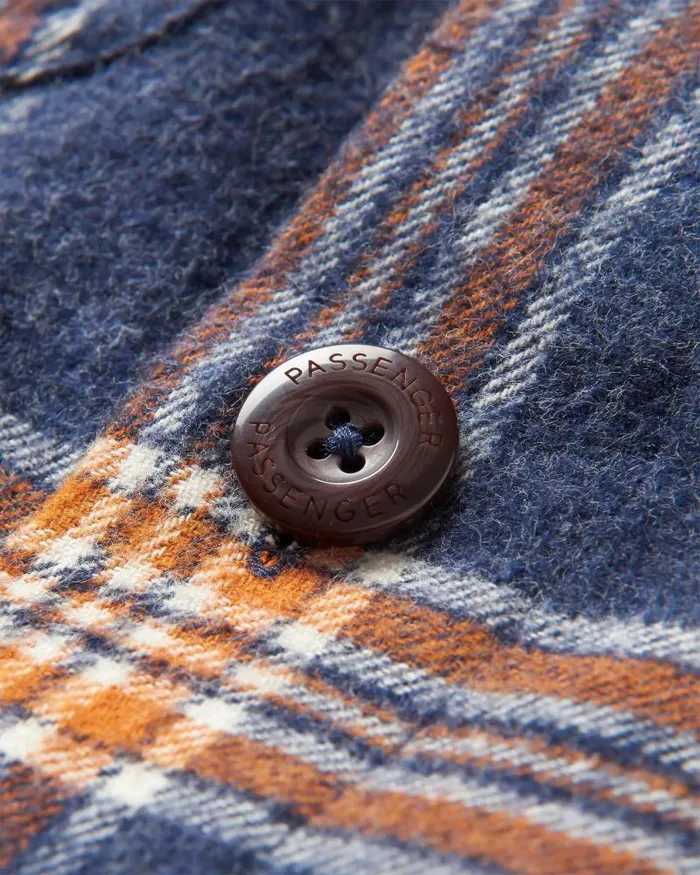Passenger Tops Rustic Organic Cotton Heavyweight Overshirt Rich Navy Check Rich Navy Check 8211 Men