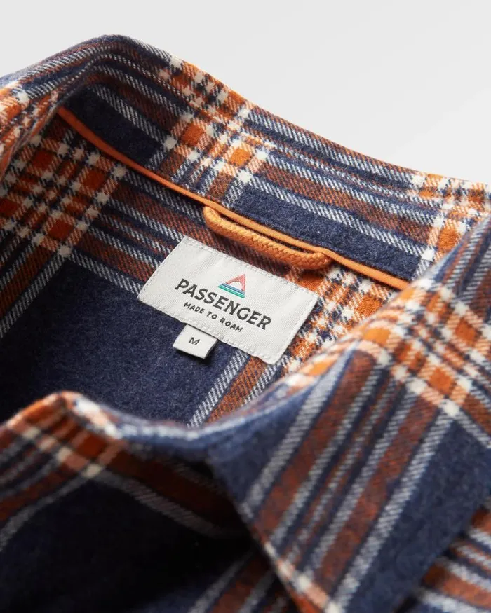 Passenger Tops Rustic Organic Cotton Heavyweight Overshirt Rich Navy Check Rich Navy Check 8211 Men