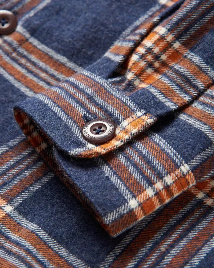 Passenger Tops Rustic Organic Cotton Heavyweight Overshirt Rich Navy Check Rich Navy Check 8211 Men