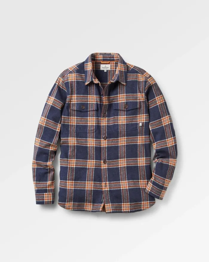 Passenger Tops Rustic Organic Cotton Heavyweight Overshirt Rich Navy Check Rich Navy Check 8211 Men