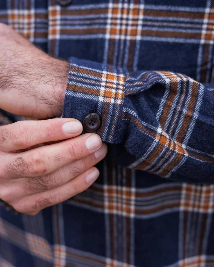 Passenger Tops Rustic Organic Cotton Heavyweight Overshirt Rich Navy Check Rich Navy Check 8211 Men