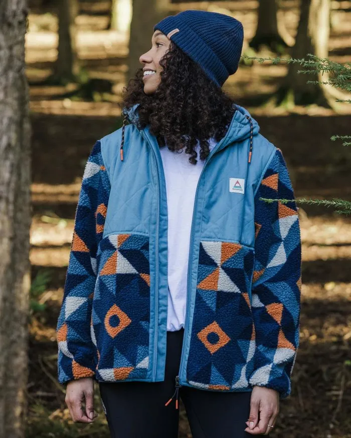 Passenger Tops Sefton Recycled DeepPile Sherpa Full Zip Fleece Homespun Dark Denim Homespun Dark Denim 8211 Women