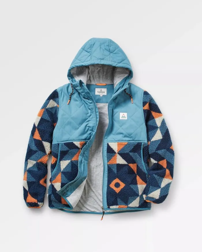 Passenger Tops Sefton Recycled DeepPile Sherpa Full Zip Fleece Homespun Dark Denim Homespun Dark Denim 8211 Women