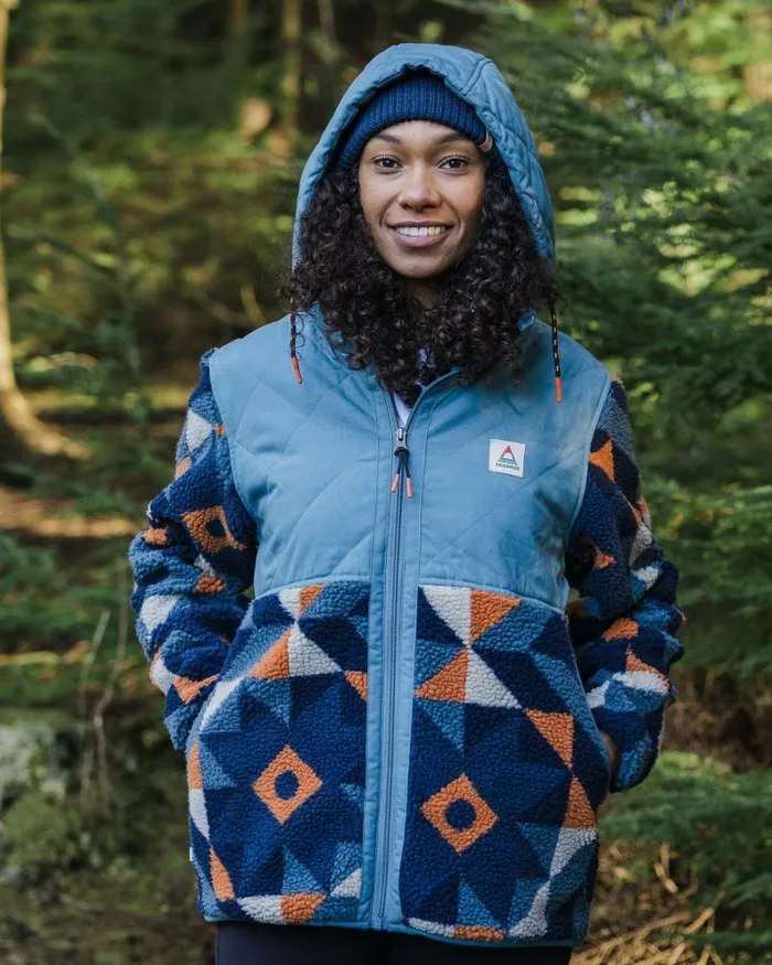 Passenger Tops Sefton Recycled DeepPile Sherpa Full Zip Fleece Homespun Dark Denim Homespun Dark Denim 8211 Women