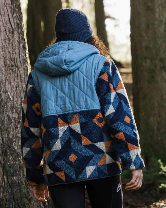 Passenger Tops Sefton Recycled DeepPile Sherpa Full Zip Fleece Homespun Dark Denim Homespun Dark Denim 8211 Women