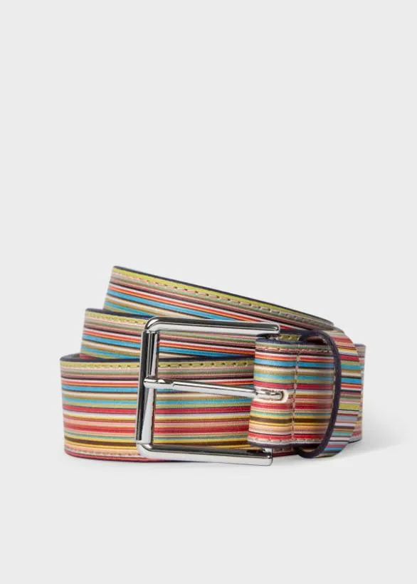 Paul Smith Belts 039Signature Stripe039 Leather Belt Signature Stripe 8211 Mens
