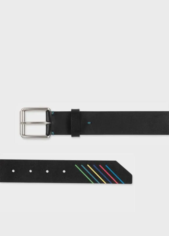 Paul Smith Belts Leather 039Sports Stripe039 Belt Black 8211 Mens