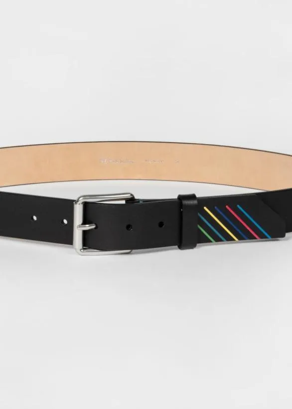 Paul Smith Belts Leather 039Sports Stripe039 Belt Black 8211 Mens
