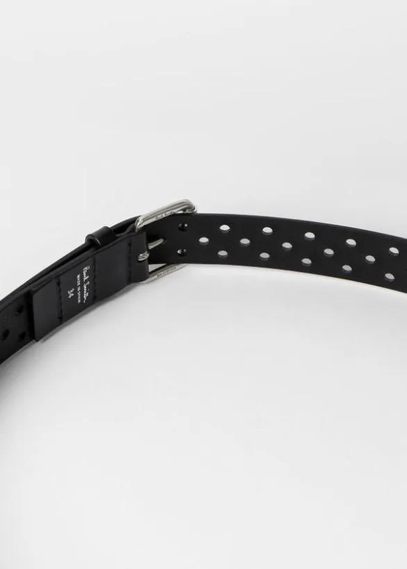 Paul Smith Belts Perforated Leather Belt Black 8211 Mens