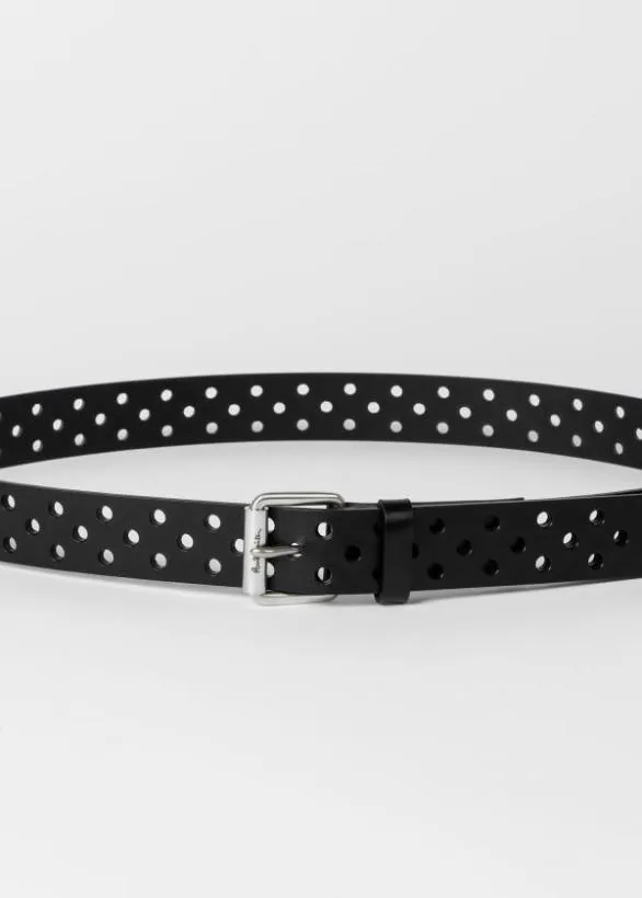 Paul Smith Belts Perforated Leather Belt Black 8211 Mens