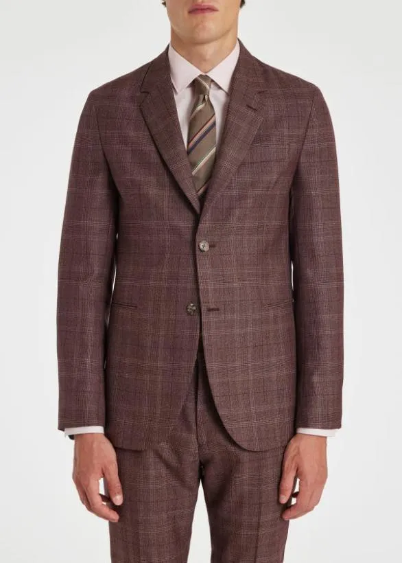 Paul Smith Blazers Check TwoButton Blazer Burgundy 8211 Mens
