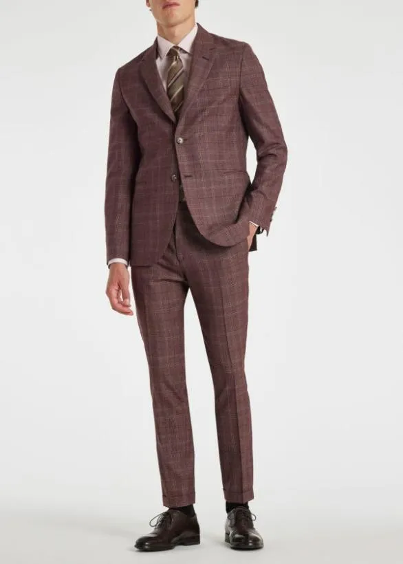 Paul Smith Blazers Check TwoButton Blazer Burgundy 8211 Mens