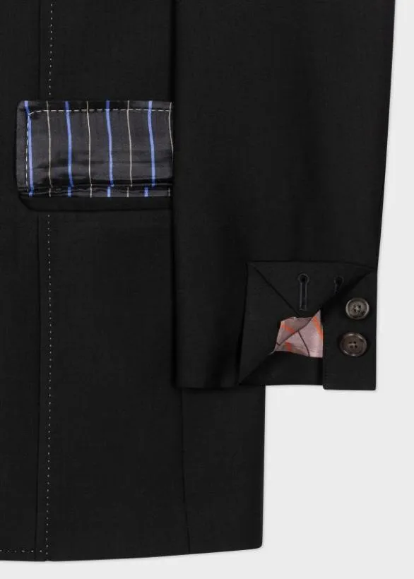 Paul Smith Blazers WoolTwill Three Button ContrastStitch Blazer Black 8211 Mens