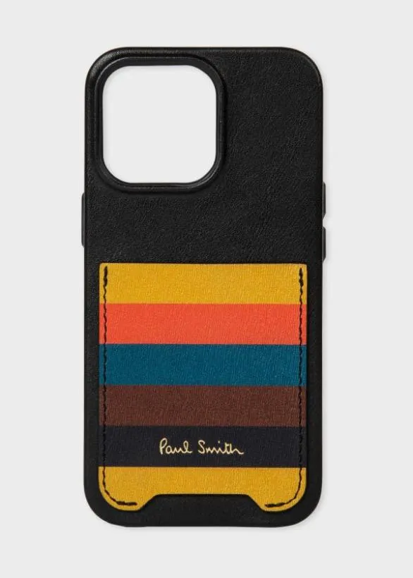 Paul Smith Cases and Covers Native Union X Paul Smith Leather Case 8211 IPhone 13 Pro Black 8211 Mens