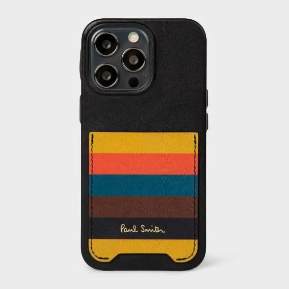 Paul Smith Cases and Covers Native Union X Paul Smith Leather Case 8211 IPhone 13 Pro Black 8211 Mens