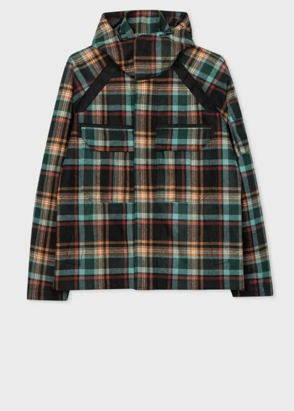 Paul Smith Coats and Jackets Checked Wool Jacket Teal 8211 Mens