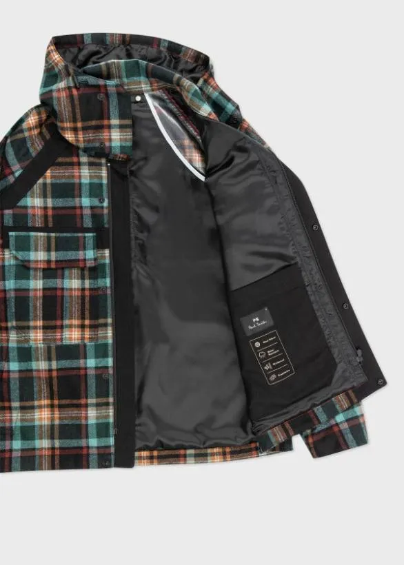 Paul Smith Coats and Jackets Checked Wool Jacket Teal 8211 Mens