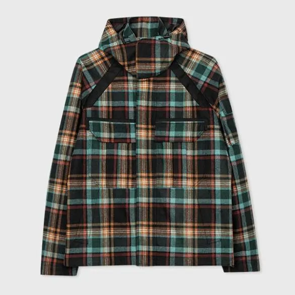 Paul Smith Coats and Jackets Checked Wool Jacket Teal 8211 Mens