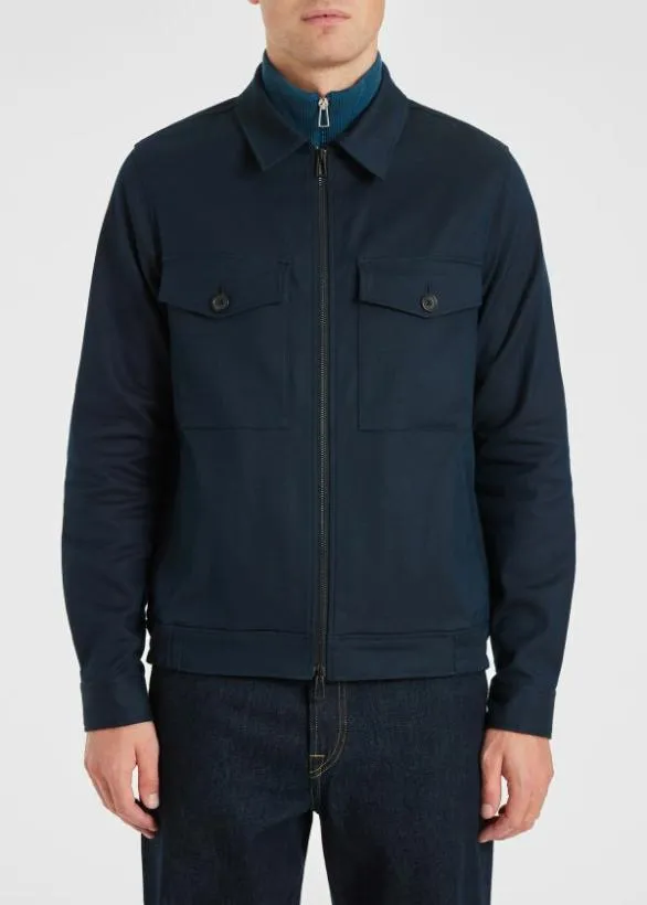 Paul Smith Coats and Jackets CottonBlend Blouson Jacket Navy 8211 Mens