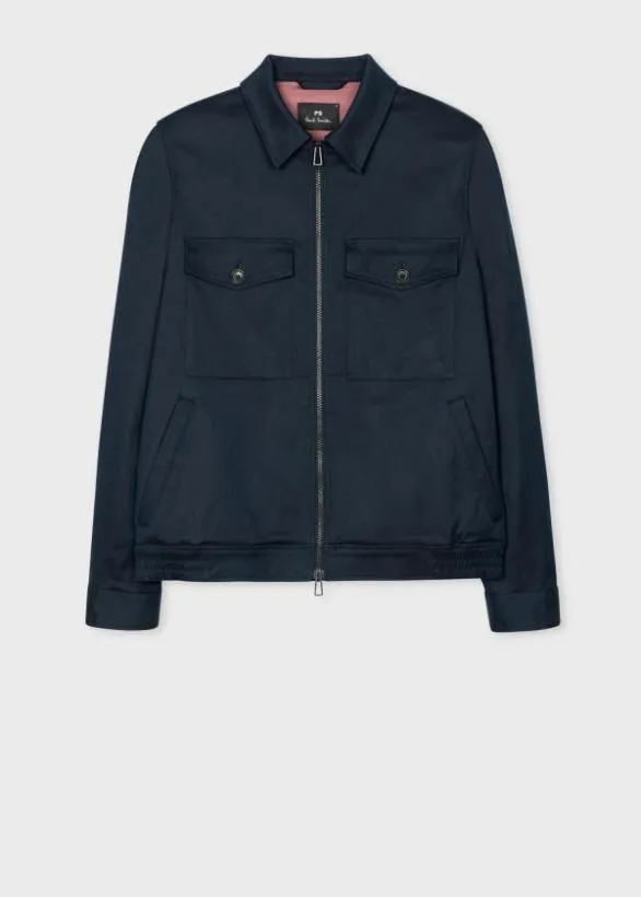 Paul Smith Coats and Jackets CottonBlend Blouson Jacket Navy 8211 Mens