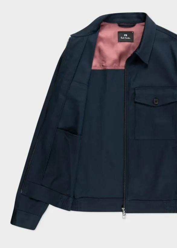 Paul Smith Coats and Jackets CottonBlend Blouson Jacket Navy 8211 Mens