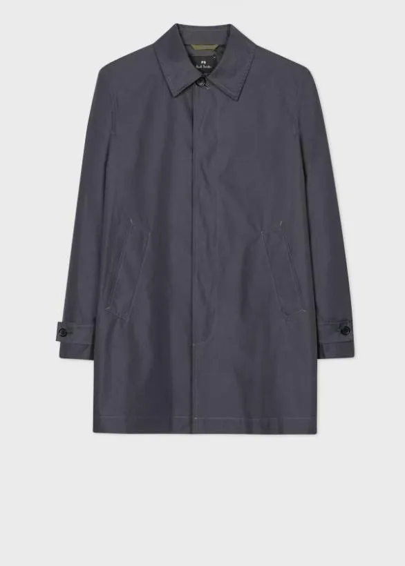 Paul Smith Coats and Jackets CottonBlend Mac Washed Navy 8211 Mens