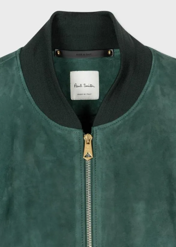 Paul Smith Coats and Jackets Suede Bomber Jacket Dark Green 8211 Mens
