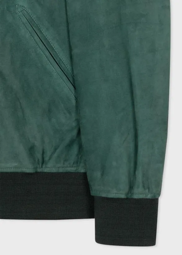 Paul Smith Coats and Jackets Suede Bomber Jacket Dark Green 8211 Mens
