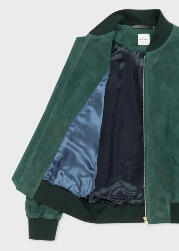 Paul Smith Coats and Jackets Suede Bomber Jacket Dark Green 8211 Mens