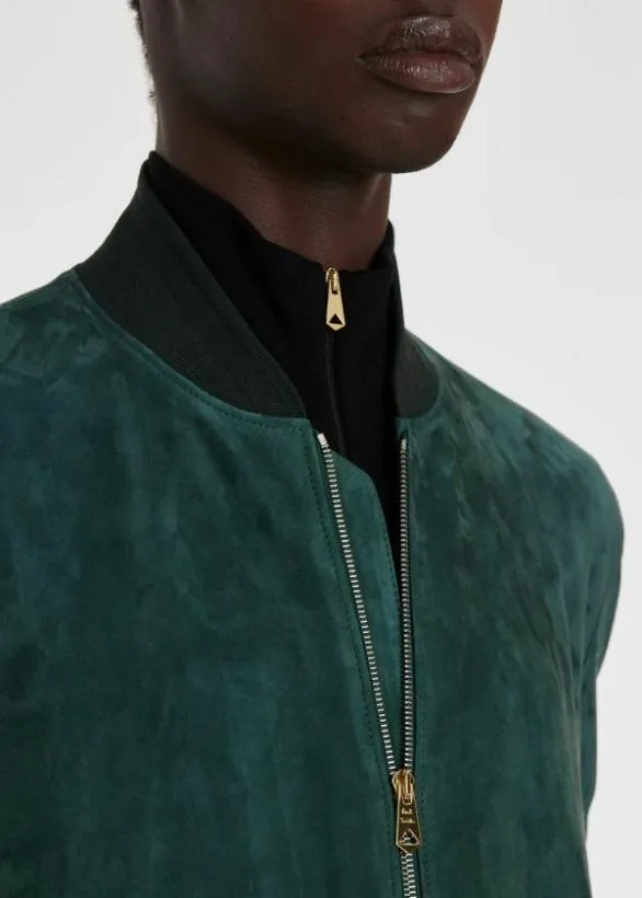 Paul Smith Coats and Jackets Suede Bomber Jacket Dark Green 8211 Mens