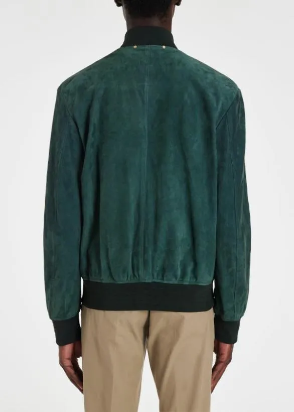 Paul Smith Coats and Jackets Suede Bomber Jacket Dark Green 8211 Mens
