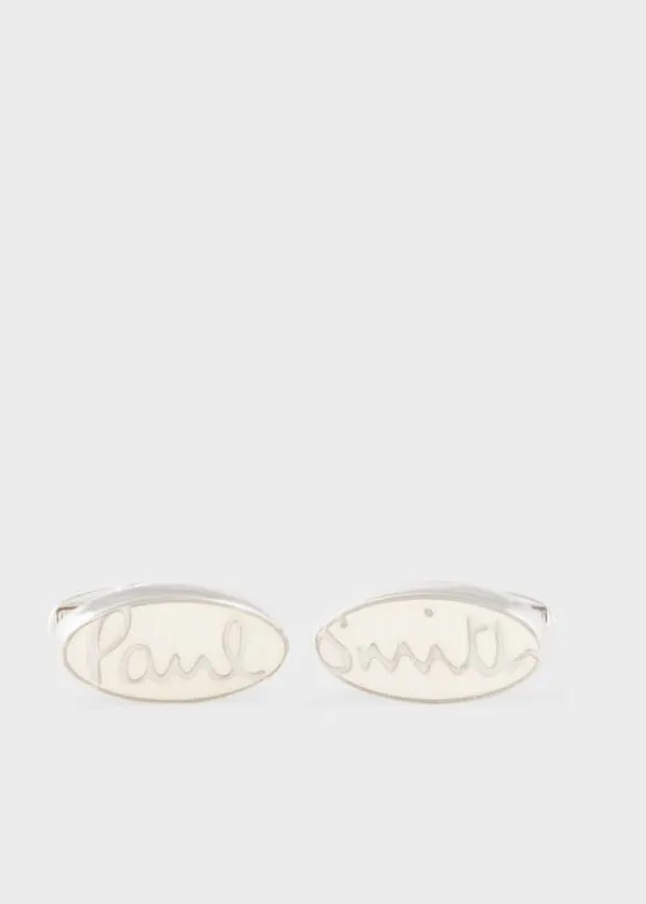 Paul Smith Cufflinks Oval Logo Cufflinks Silver 8211 Mens