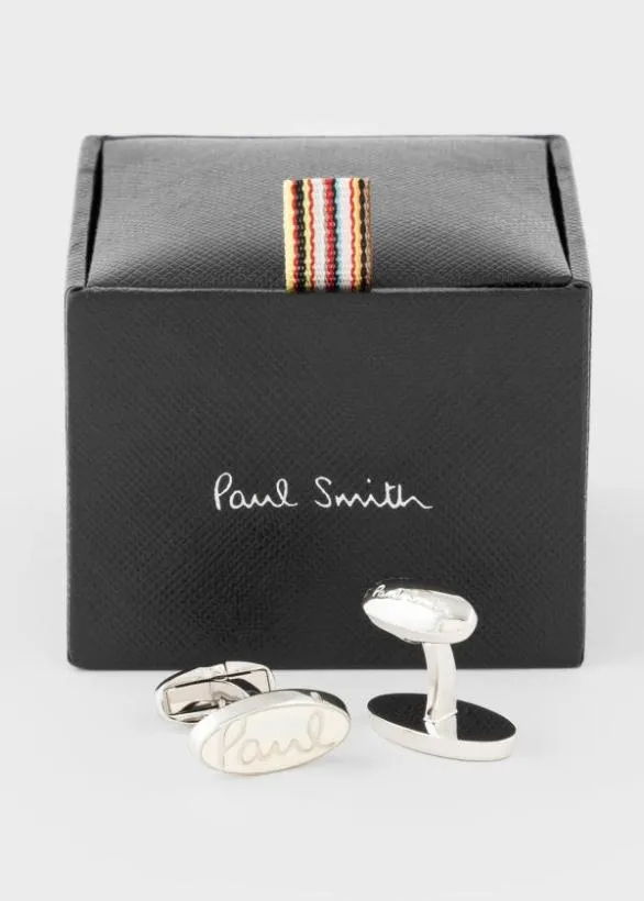 Paul Smith Cufflinks Oval Logo Cufflinks Silver 8211 Mens