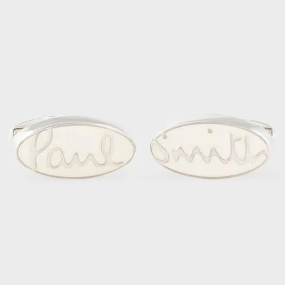 Paul Smith Cufflinks Oval Logo Cufflinks Silver 8211 Mens